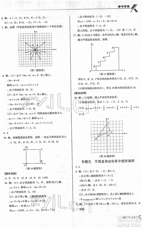 广东经济出版社2022全优点练课计划七年级数学下册RJ人教版答案