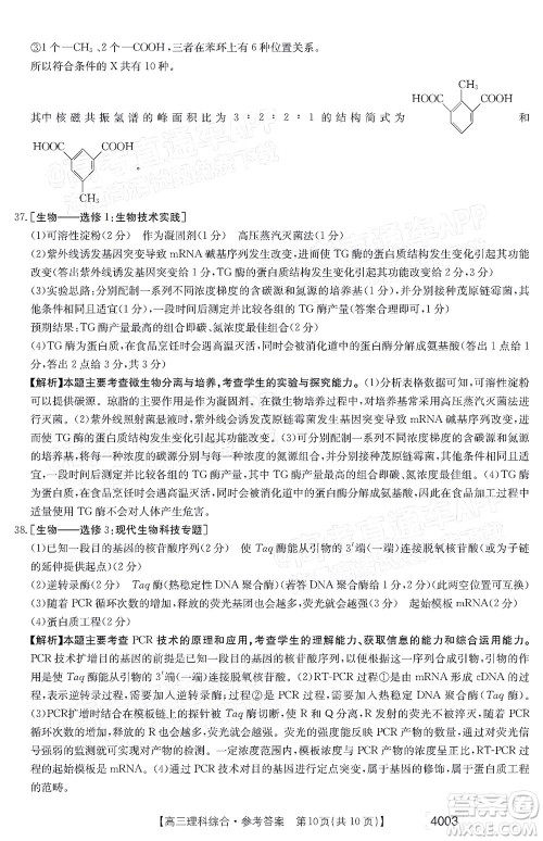 2022金太阳4003联考高三理科综合试题及答案 2022金太阳4003联考高三理科综合试题及答案