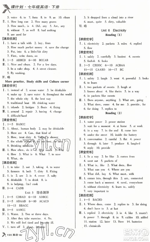 广东经济出版社2022全优点练课计划七年级英语下册NJ牛津版答案 广东经济出版社2022全优点练课计划七年级英语下册NJ牛津版答案