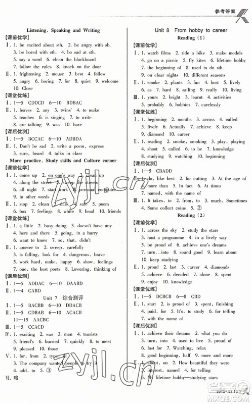 广东经济出版社2022全优点练课计划七年级英语下册NJ牛津版答案 广东经济出版社2022全优点练课计划七年级英语下册NJ牛津版答案