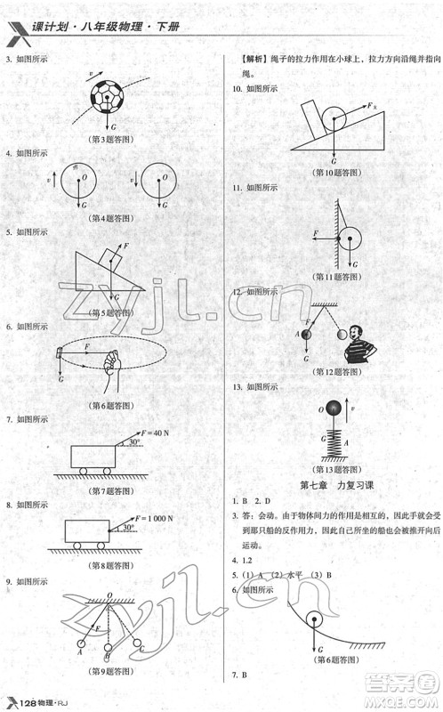 广东经济出版社2022全优点练课计划八年级物理下册RJ人教版答案