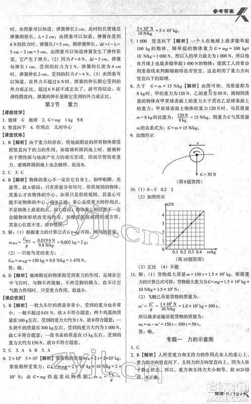 广东经济出版社2022全优点练课计划八年级物理下册RJ人教版答案