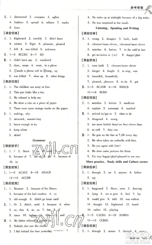 广东经济出版社2022全优点练课计划八年级英语下册NJ牛津版答案