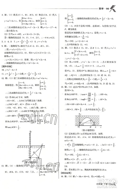 辽海出版社2022全优点练课计划九年级数学下册BS北师版答案