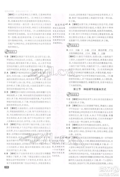 开明出版社2022初中必刷题七年级生物下册人教版参考答案 开明出版社2022初中必刷题七年级生物下册人教版参考答案