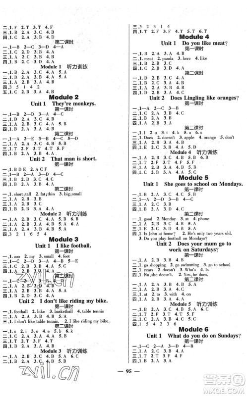 广东经济出版社2022名师测控三年级英语下册WY外研版答案