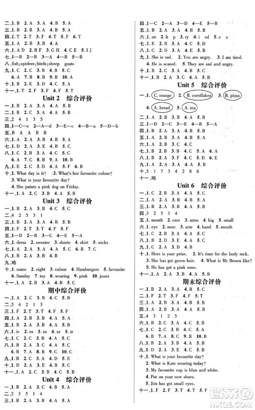 广东经济出版社2022名师测控三年级英语下册JQ剑桥版答案 广东经济出版社2022名师测控三年级英语下册JQ剑桥版答案