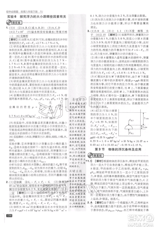 开明出版社2022初中必刷题八年级物理下册人教版参考答案