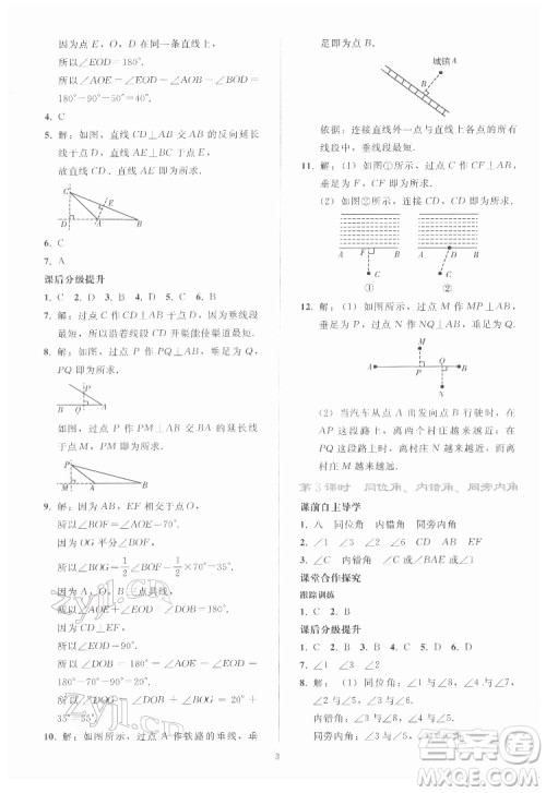 人民教育出版社2022同步轻松练习数学七年级下册人教版答案