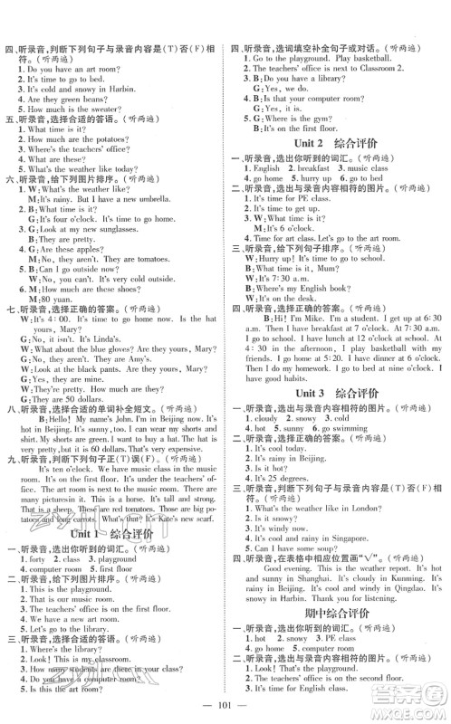 江西教育出版社2022名师测控四年级英语下册RJ人教版答案 江西教育出版社2022名师测控四年级英语下册RJ人教版答案