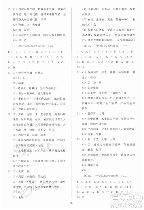 人民教育出版社2022同步轻松练习地理七年级下册人教版答案 人民教育出版社2022同步轻松练习地理七年级下册人教版答案