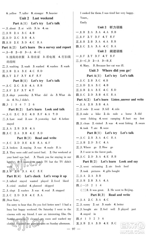 江西教育出版社2022名师测控六年级英语下册RJ人教版答案