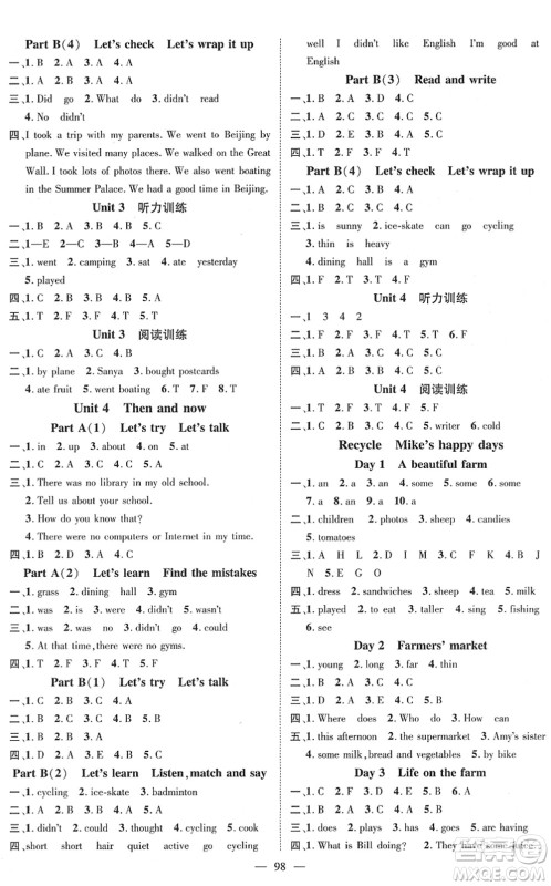 江西教育出版社2022名师测控六年级英语下册RJ人教版答案