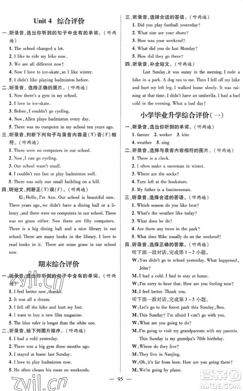 江西教育出版社2022名师测控六年级英语下册RJ人教版答案