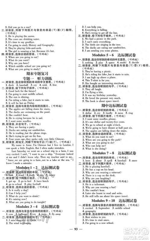 广东经济出版社2022名师测控六年级英语下册WY外研版答案