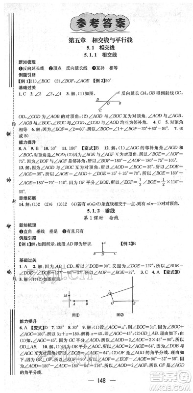 新世纪出版社2022名师测控七年级数学下册RJ人教版遵义专版答案