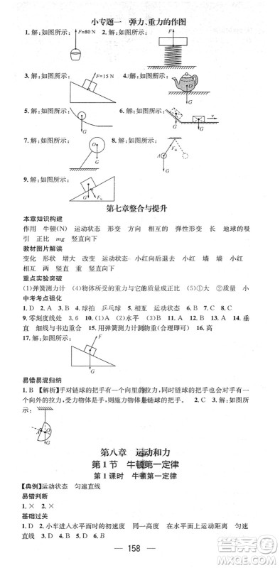 江西教育出版社2022名师测控八年级物理下册RJ人教版江西专版答案