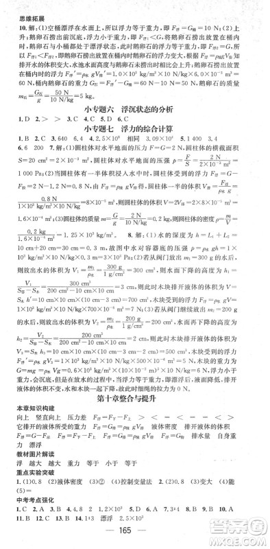 江西教育出版社2022名师测控八年级物理下册RJ人教版江西专版答案