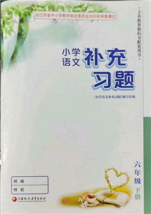 江苏凤凰教育出版社2022小学语文补充习题六年级下册人教版参考答案