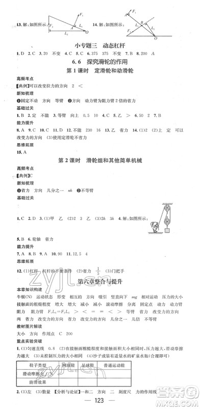 广东经济出版社2022名师测控八年级物理下册HY沪粤版安徽专版答案