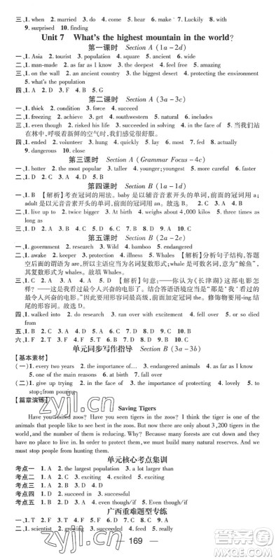 江西教育出版社2022名师测控八年级英语下册RJ人教版广西专版答案