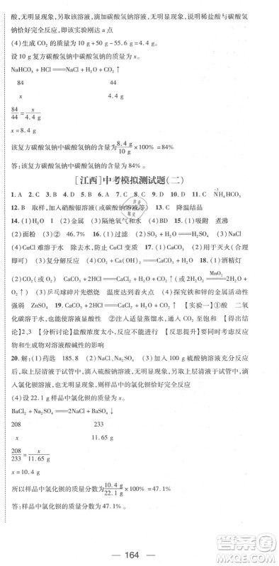 江西教育出版社2022名师测控九年级化学下册RJ人教版江西专版答案