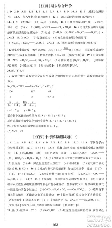 江西教育出版社2022名师测控九年级化学下册RJ人教版江西专版答案