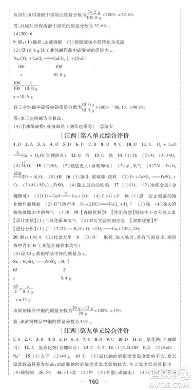 江西教育出版社2022名师测控九年级化学下册RJ人教版江西专版答案