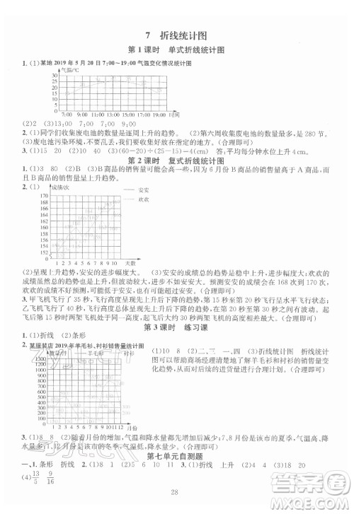华东师范大学出版社2022一课一练数学A版五年级下册人教版答案