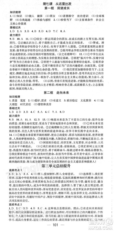 江西教育出版社2022名师测控九年级道德与法治下册RJ人教版答案