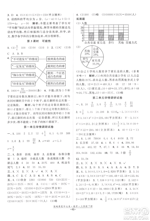 江苏凤凰美术出版社2022欧拉提优作业本六年级数学下册苏教版参考答案 江苏凤凰美术出版社2022欧拉提优作业本六年级数学下册苏教版参考答案