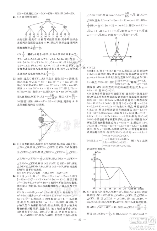 云南美术出版社2022亮点给力大试卷九年级下册数学苏科版参考答案 云南美术出版社2022亮点给力大试卷九年级下册数学苏科版参考答案