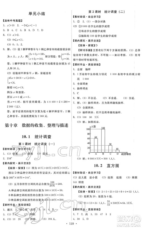 人民教育出版社2022能力培养与测试七年级数学下册人教版答案