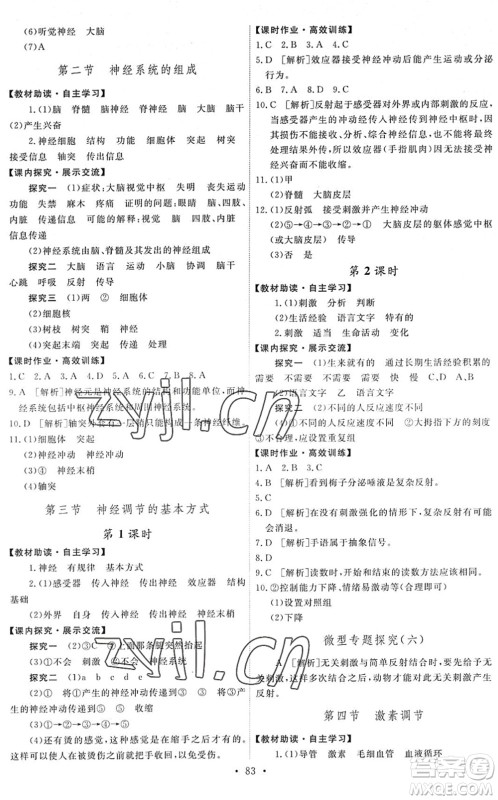 人民教育出版社2022能力培养与测试七年级生物下册人教版湖南专版答案