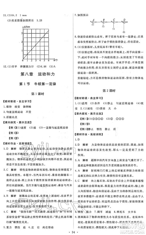 人民教育出版社2022能力培养与测试八年级物理下册人教版答案