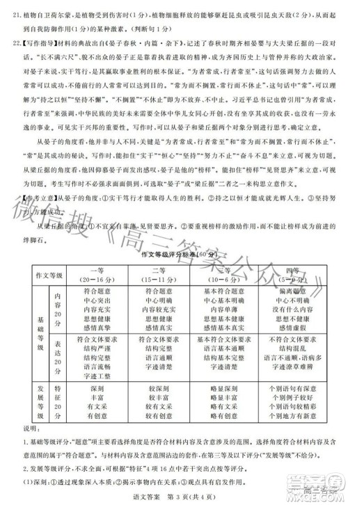 青桐鸣大联考2021-2022学年高三3月质量检测语文试题及答案