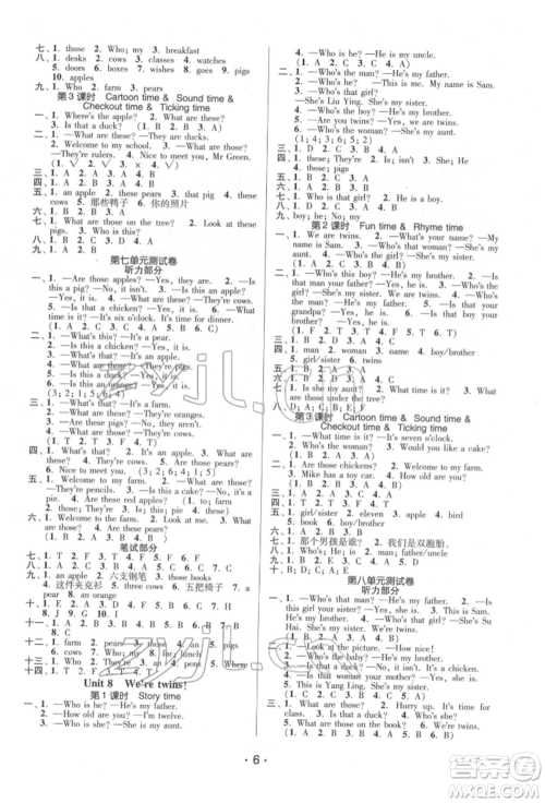 江苏凤凰美术出版社2022课时金练三年级下册英语江苏版参考答案