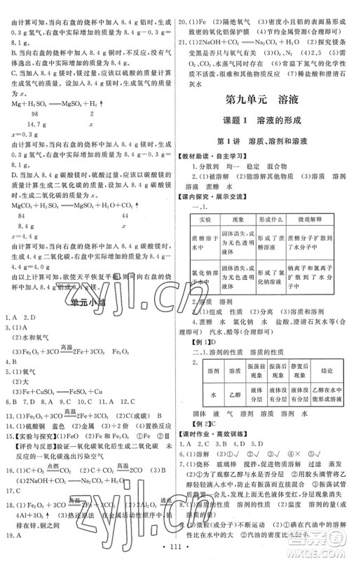 人民教育出版社2022能力培养与测试九年级化学下册人教版湖南专版答案