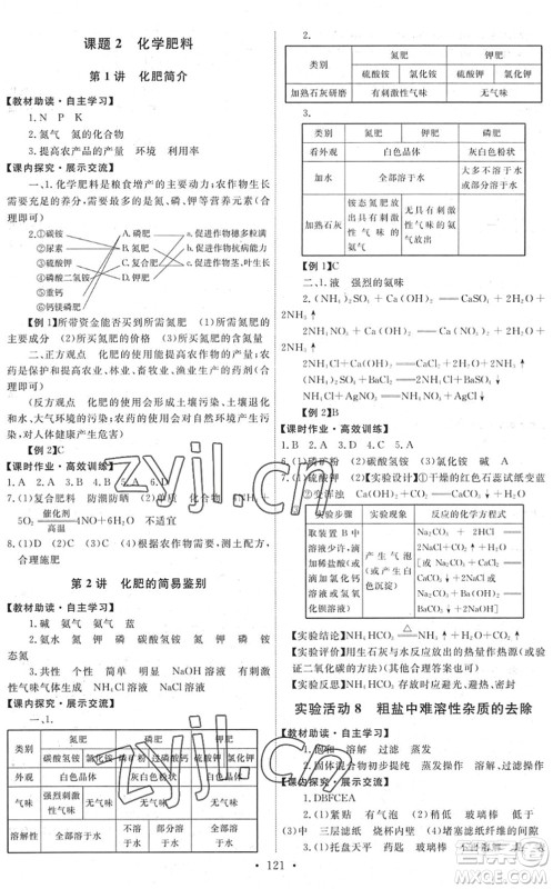 人民教育出版社2022能力培养与测试九年级化学下册人教版湖南专版答案