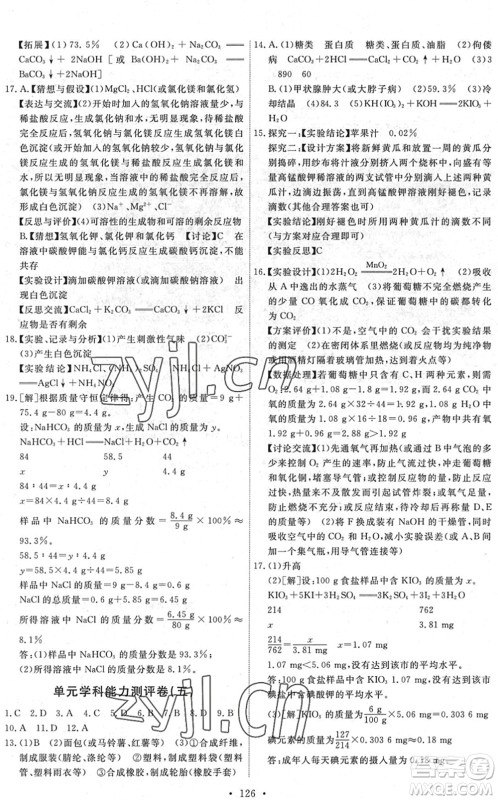 人民教育出版社2022能力培养与测试九年级化学下册人教版湖南专版答案 人民教育出版社2022能力培养与测试九年级化学下册人教版湖南专版答案