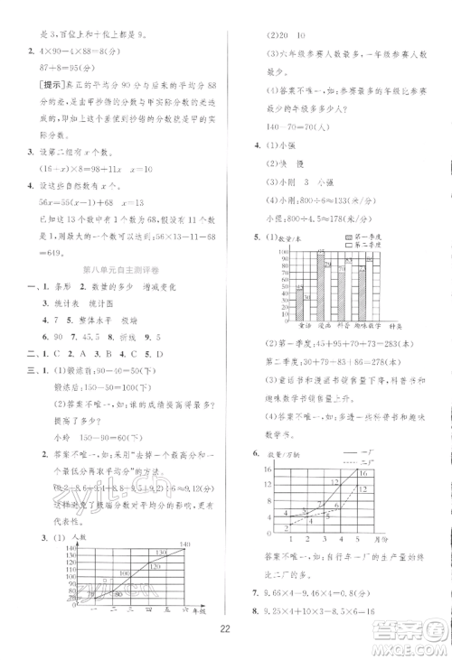 江苏人民出版社2022实验班提优训练五年级下册数学北师大版参考答案