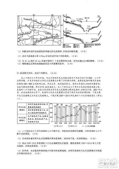 2021-2022年昌吉学联体第三次高三年级高考适应性考试文科综合试题及答案