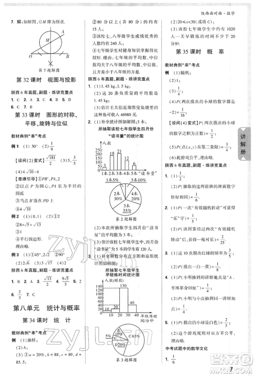 陕西科学技术出版社2022中考面对面九年级数学通用版陕西专版参考答案