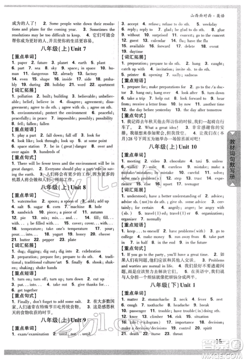 新疆青少年出版社2022中考面对面九年级英语通用版山西专版参考答案 新疆青少年出版社2022中考面对面九年级英语通用版山西专版参考答案