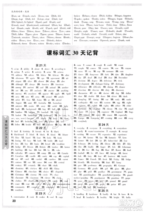 陕西科学技术出版社2022中考面对面九年级英语通用版陕西专版参考答案 陕西科学技术出版社2022中考面对面九年级英语通用版陕西专版参考答案