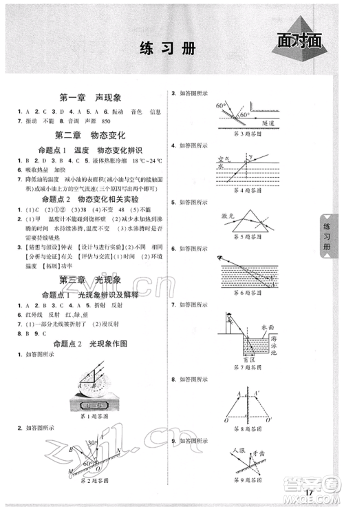 陕西科学技术出版社2022中考面对面九年级物理通用版陕西专版参考答案 陕西科学技术出版社2022中考面对面九年级物理通用版陕西专版参考答案