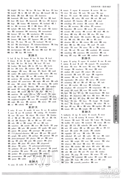 陕西科学技术出版社2022中考面对面九年级英语冀教版陕西专版参考答案 陕西科学技术出版社2022中考面对面九年级英语冀教版陕西专版参考答案