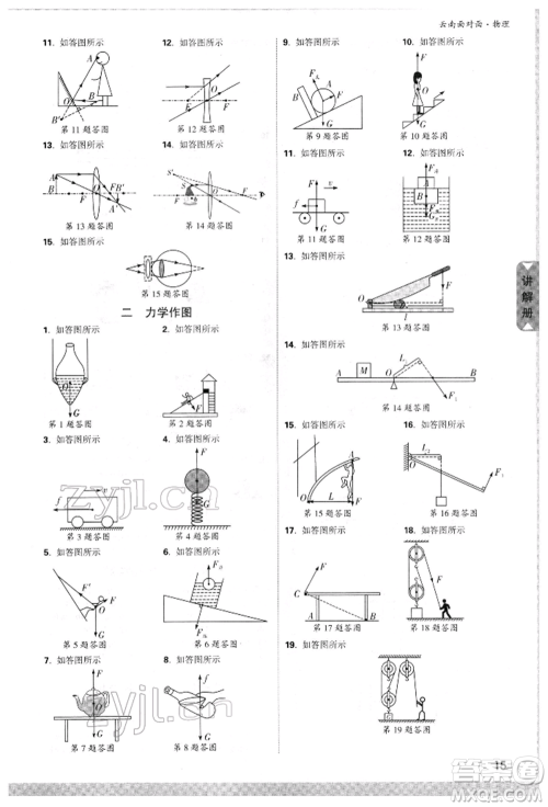 新疆青少年出版社2022中考面对面九年级物理通用版云南专版参考答案