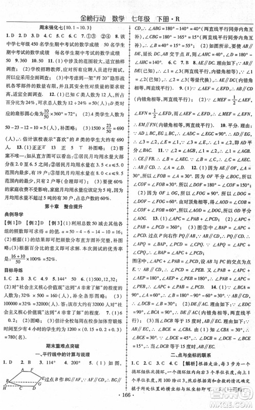 云南美术出版社2022金榜行动课时导学案七年级数学下册R人教版答案