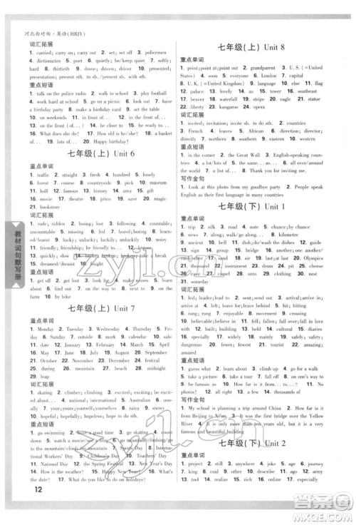 新疆青少年出版社2022中考面对面九年级英语冀教版河北专版参考答案 新疆青少年出版社2022中考面对面九年级英语冀教版河北专版参考答案